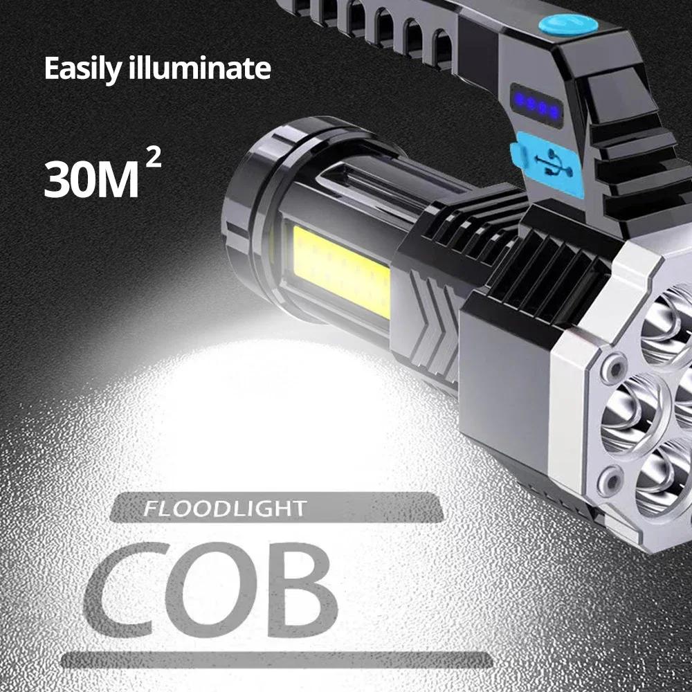 Vysoce výkonné dobíjecí LED svítilny 7LED kempingová svítilna s COB bočním světlem lehké venkovní osvětlení ABS materiál