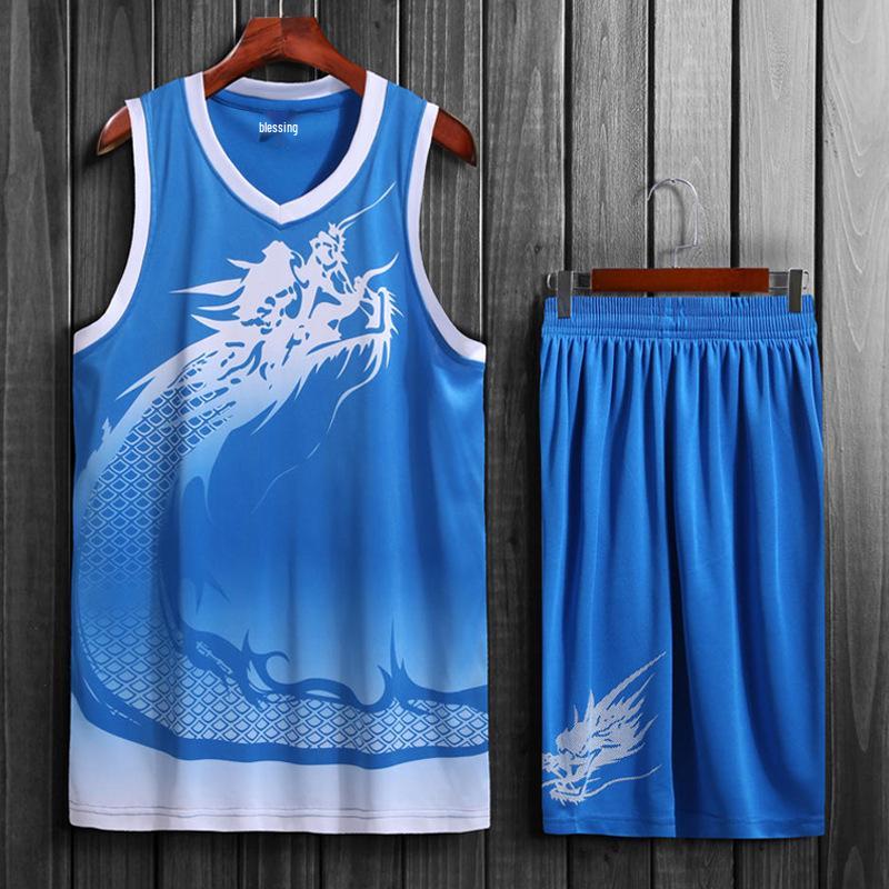 Men s Dragon Pattern Basketball Uniform Set for Duanwu Festival and Team Competitions 4XL
