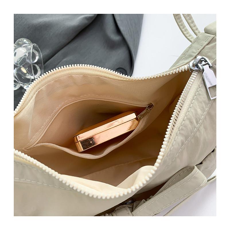 IELGY Korean Version Casual Daily All-Match Nylon Cloth Bag Simple Fashionable Pleated Cross-Body Shoulder Bag