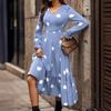 New Women's Clothing 2025 Spring Fashion Polka Dot Printing V-neck Long-sleeved Pendulum Dress