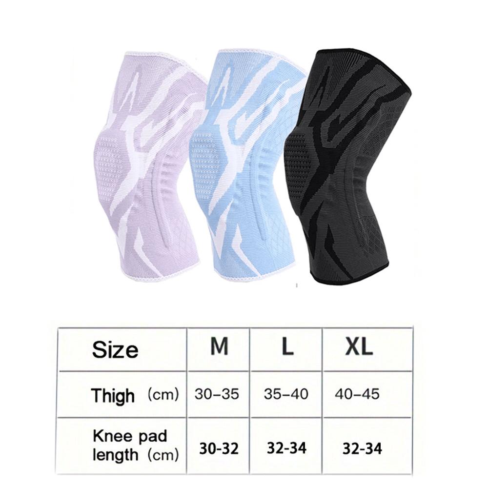1 Pc Compression Knee Support Sleeve Elastic Breathable Knee Pads Brace Springs Gym Sports Protector Basketball Volleyball Run