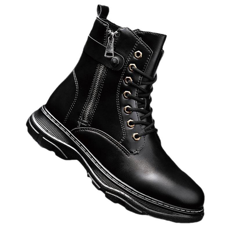 Autumn high top leather work boots Motorcycle boots retro British ankle boots shoes  D19