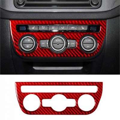 For Volkswagen Tiguan Red Carbon Fiber Interior Climate Console Cover Trim