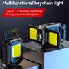 Portable Mini LED Torches, COB Keychain Work Light, 90° Foldable Lamp, IPX5 Waterproof Rechargeable Flashlight with Magnet Base