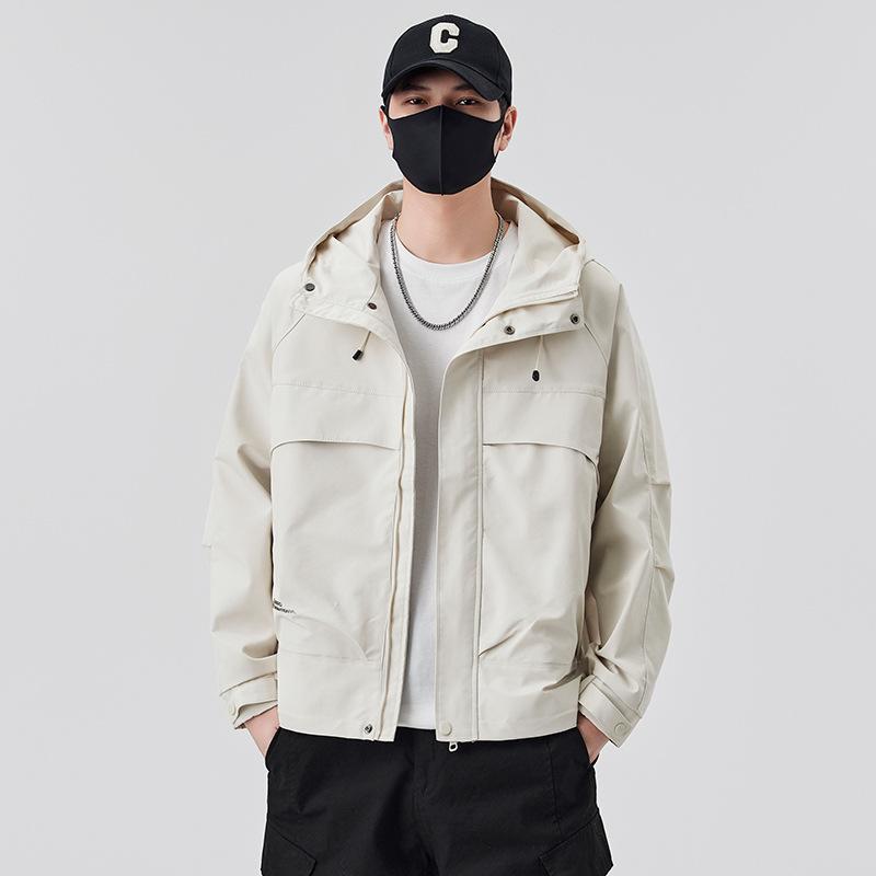 

Men S Jacket Jacket Windproof Tooling Hooded New Versatile Jacket Trendy Brand Casual Outdoor Men S Summer 4XL (recommended 180-100kg)