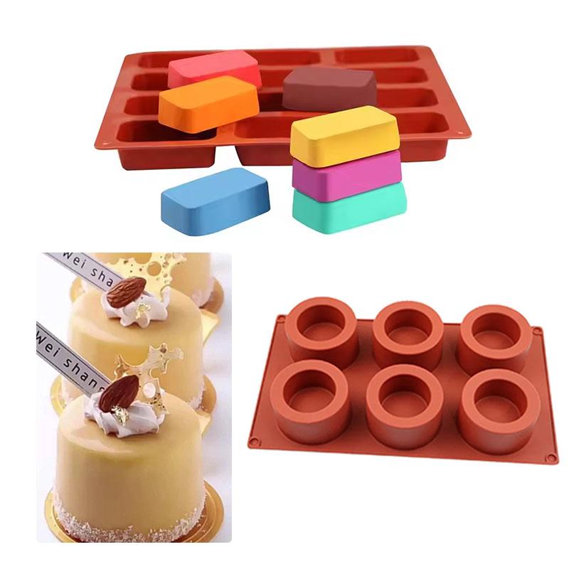 12 Cavity Rectangle and 6 Cavity Round Silicone Baking Molds for Muffins Cakes and Desserts Non Stick Heat Resistant Bakeware