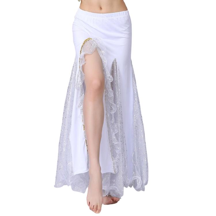 Belly Dance Skirt for Women,Dancing Skirt Belly Dancer Outfit,Sequins Slit Flowy Maxi Skirt Halloween Costume Gift