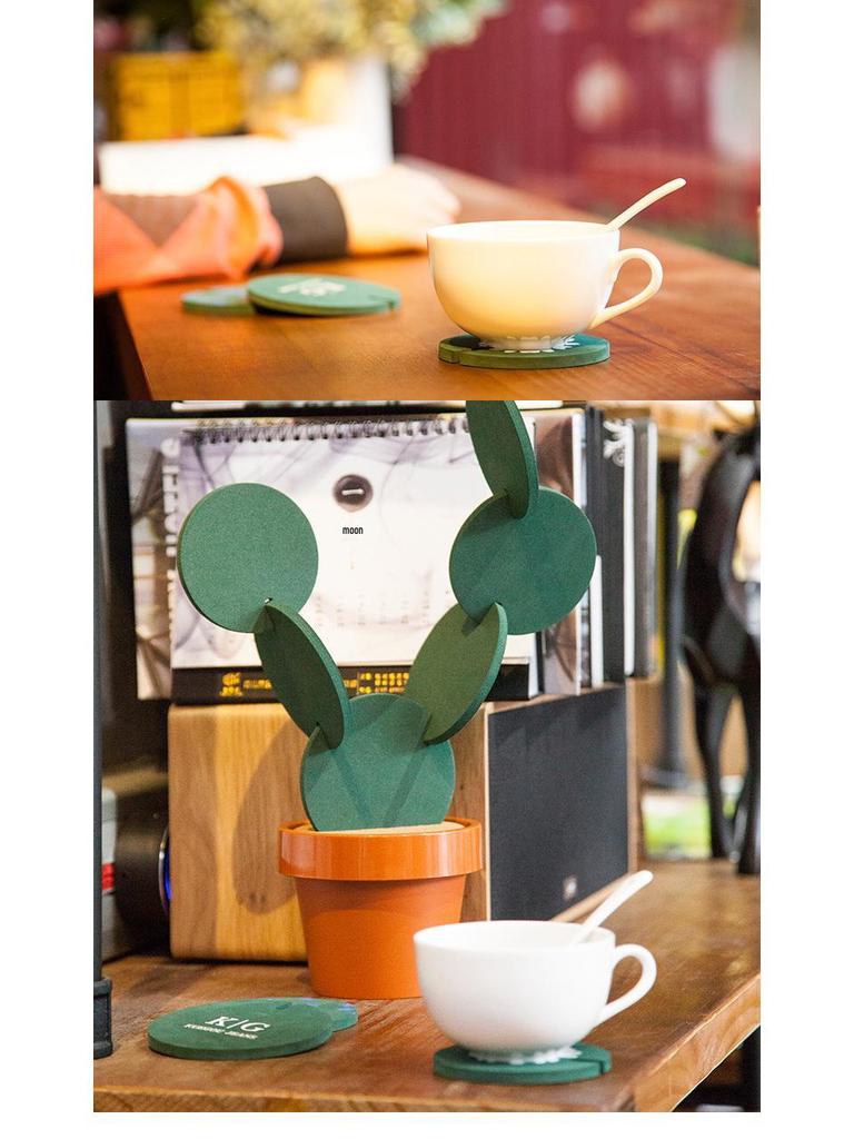 Eco-friendly Non-slip Cactus Coaster: DIY Heat-Resistant Tea Mat & Multi-functional Home Ornament
