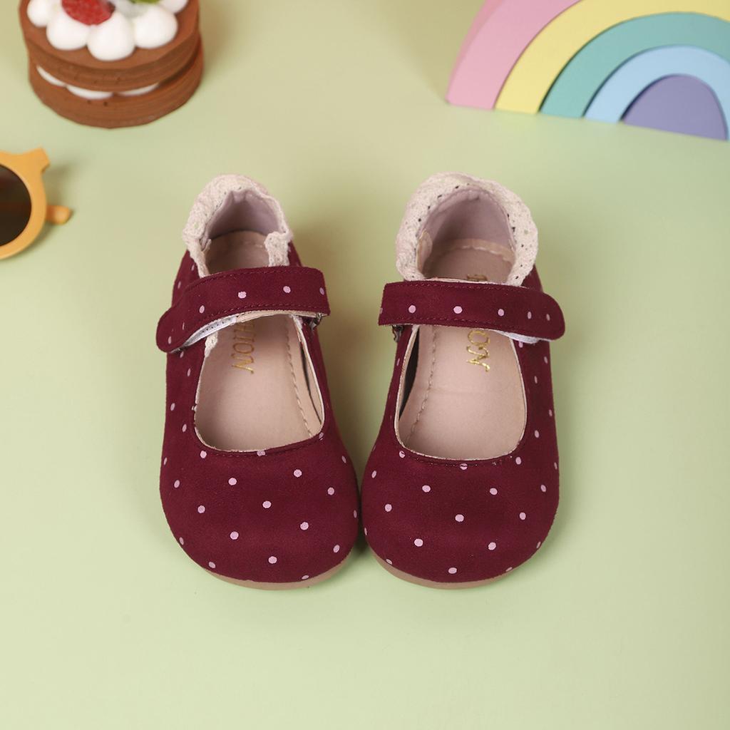 Girls MaryJanes Round Toes Soft Sole Kids Princess Flats Polka Dots Sweet 2025 New Fashion Children Casual Shoes Lace Trendy