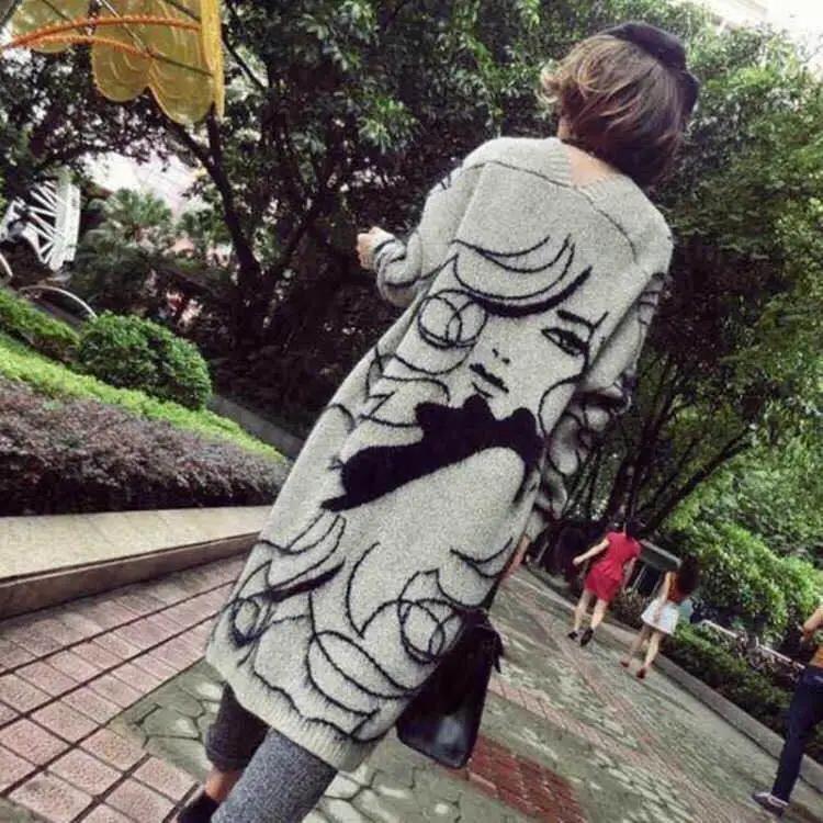 Autumn Winter Fashion Women Long Sleeve loose knitting cardigan sweater Women Knitted Female Cardigan pull femme