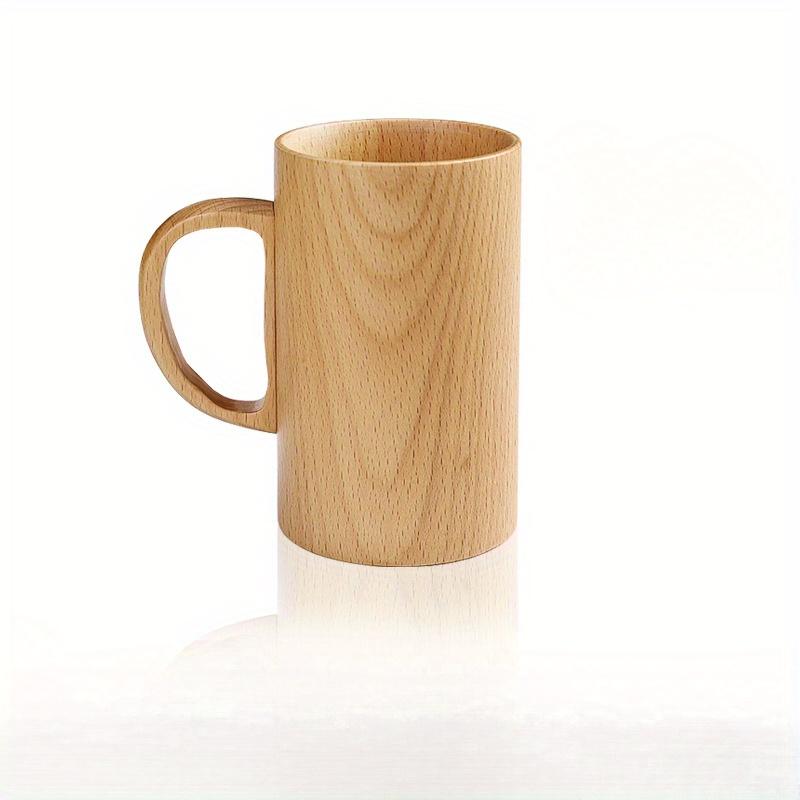 1/2pcs Solid Wood Handle Handy Cup Creative Wooden Mug for Coffee Tea Beer Multi Purpose Household Commercial Use Durable Beech