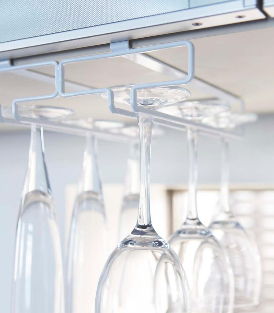 Yamazaki Double Wine Glass Hanger for Under W22 X D26 X Tower No Drilling or Screwing Kitchen Hanging 2464 (Yamazaki Industries) Cabinets, White,