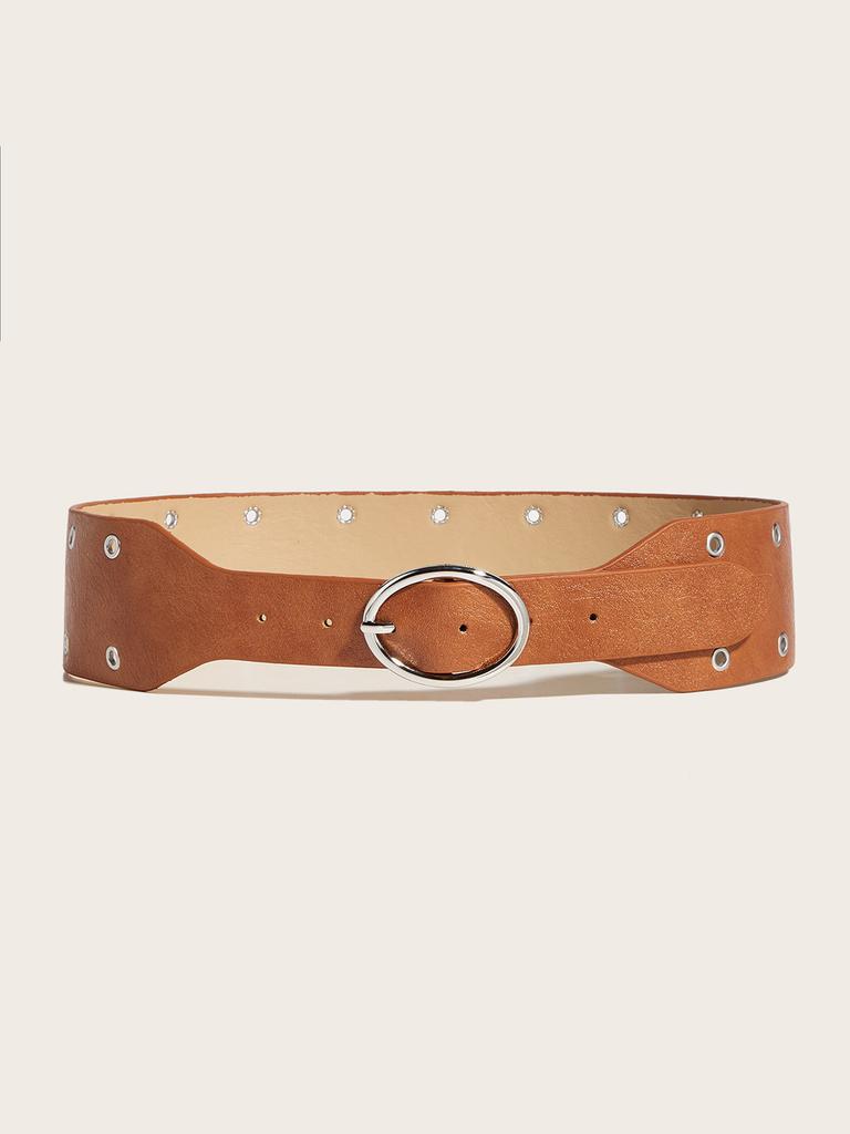 Inspired Faux Punk Leather Belt With Hollow Rivet Decoration For Streetwear