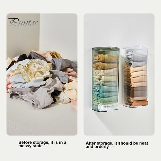 Wall Mount Storage Box Large Capacity Clear Visible Hollow Bottom Dustproof Multifunctional Socks Briefs Panties Underwear Organizer Holder Container