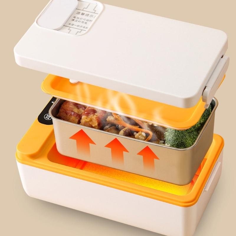 Practical Lunch Box 3200mAh Food Box Self Warming Food Storage Box 304Stainless Steel Texture for Various Setting