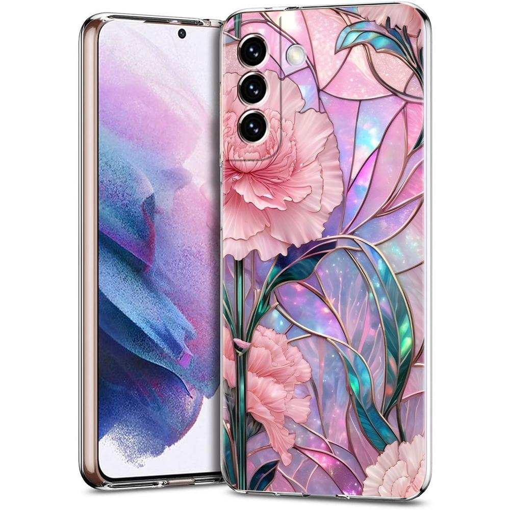 Transparent Phone Case Cover for Samsung Galaxy S25 S24 S23 S22 S20 S21 FE Ultra S24 S23 S10 S10E Plus 5G Fashion Flower Pattern