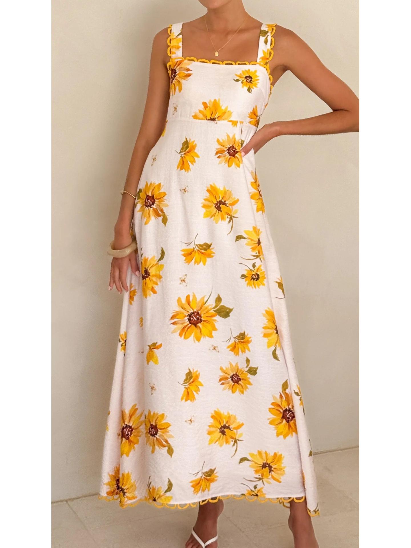 2025 Linen Lace Spaghetti Strap Cropped Sexy Dress Large