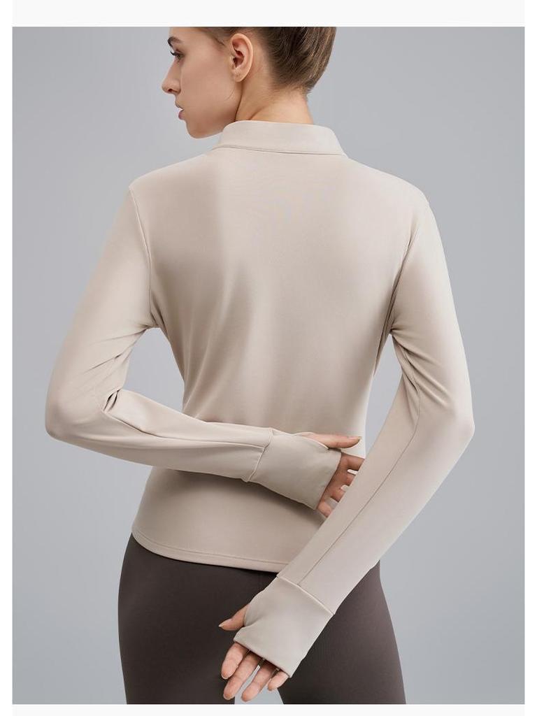 Damen Schlankmachende Fleece-Yoga-Jacke - Stehkragen, Verdickt für Herbst/Winter