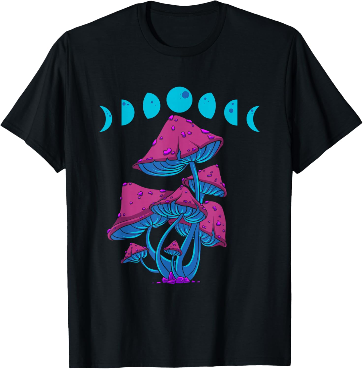 

Mushroom Moon Phases Graphic Tee Retro Cottagecore Aesthetic Psychedelic Shroom T-Shirt 4XL