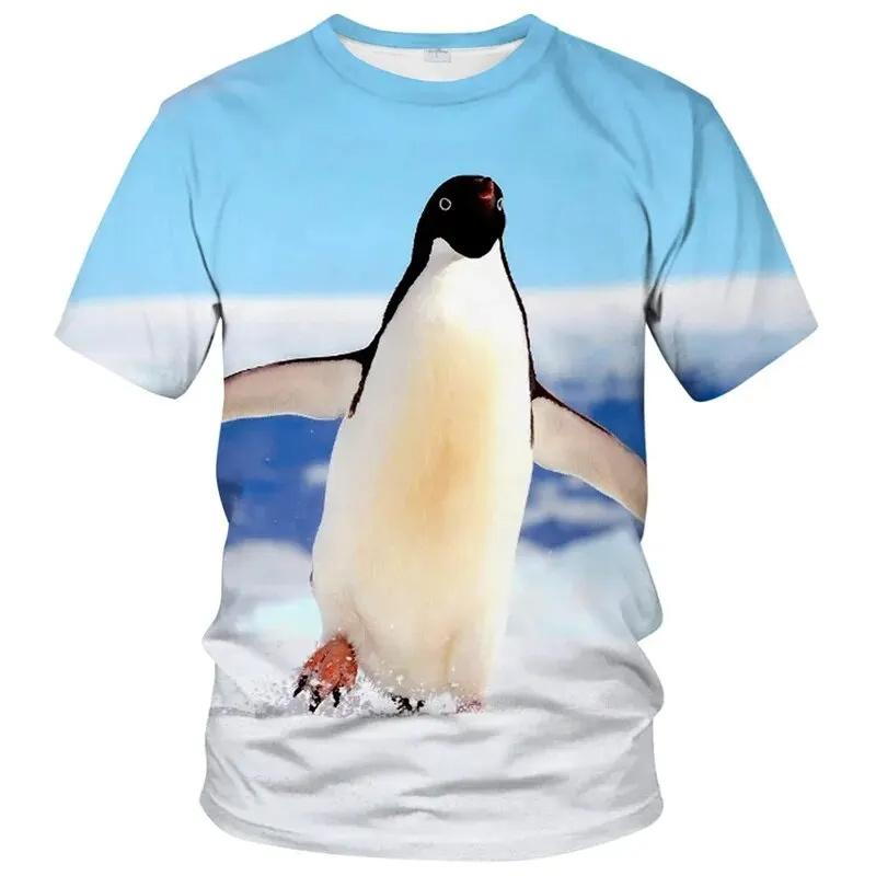 3D Printed Cute Penguin T Shirt For Men Women Animal Pattern T-Shirts Fashion Street Oversized Short Sleeve O-Neck Tees Tops S