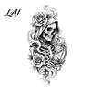 Customizable Glass Sticker Halloween Skeleton And Rose Static Window Clings Removable Sketch Skull & Decoration Flower Sticker Waterproof PVC Decal