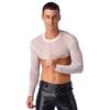 Mens See-Through Sheer Mesh Half Tank Tops Shirts Long Sleeve Body Chest Harness Crop Top Sexy Tanks Arm Sleeves Shrug Clubwear