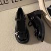 Mary Jane Shoes for Women with Bow Black Woman Pumps Round Toe Medium Heels Genuine Mark Korean Style Wholesale Fashion Vacation