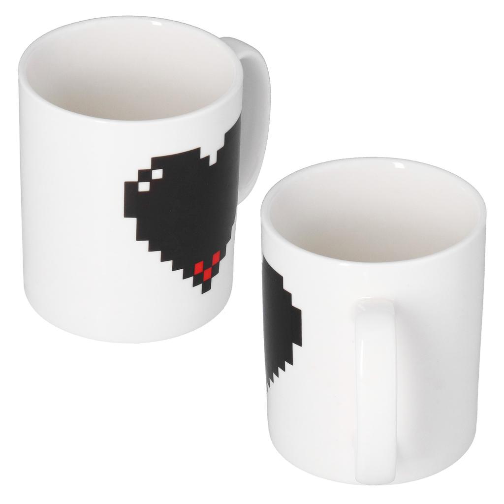 Ceramic Cup Heart Pattern Heat Sensitive Changing Color Mug for Home Office Restaurant Bar Use