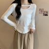 Autumn New Korean Version of Solid Color Student Top Slim Sexy Short Base Shirt Long Sleeve T-shirt Female Ins Tide