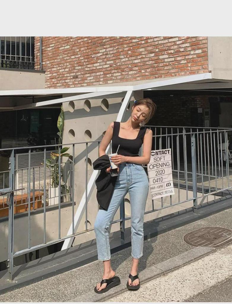 Women's Early Autumn Square Collar Slim Camisole - Korean Style Versatile Top