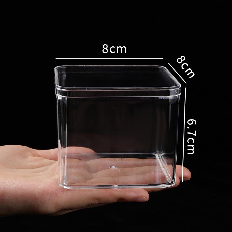 Transparent Square Acrylic Storage Box for Figures - Dustproof Food-grade Plastic, PS Wedding Candy Box with Lid
