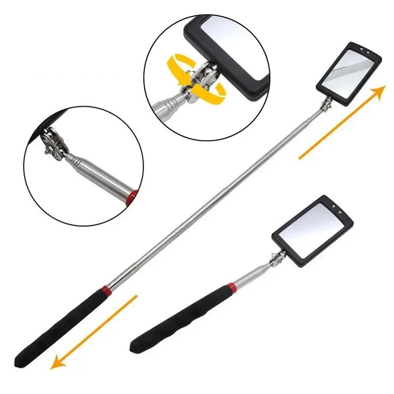 1Piece LED Telescoping Inspection Mirror Car Visual Reflector Retractable Under Vehicle Detection Mirror Repair Tool