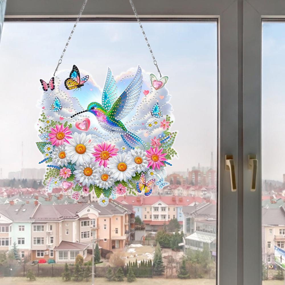 2D/Flat DIY Diamond Painting Set Hanging Diamond Art Kits Rhinestone Diamond Art Window Pendants Home Wall Decoration Crafts