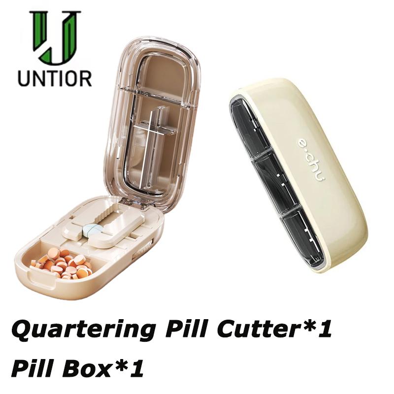 Bärbar Pillerdelare Halvera och Kvartsera Justerbar Delare Medicinförvaring Delare Dammisolerad Avdelare Organizer Krossare Pillerburk