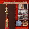 Brass Gourd Pendant with Five Emperor Coins - Boxwood Accessories for Door or Car Hanging Ornament