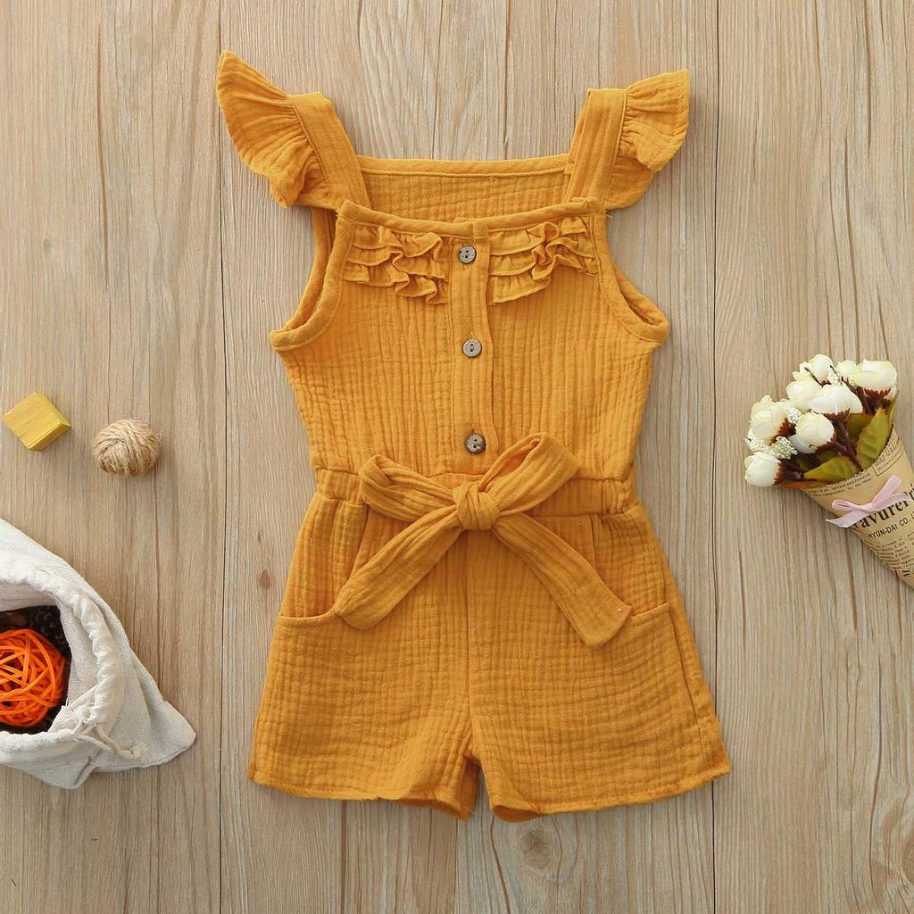 Infant Toddler Baby Kids Girl Boy Ruffle Bow Romper Jumpsuit Playsuit Outfits