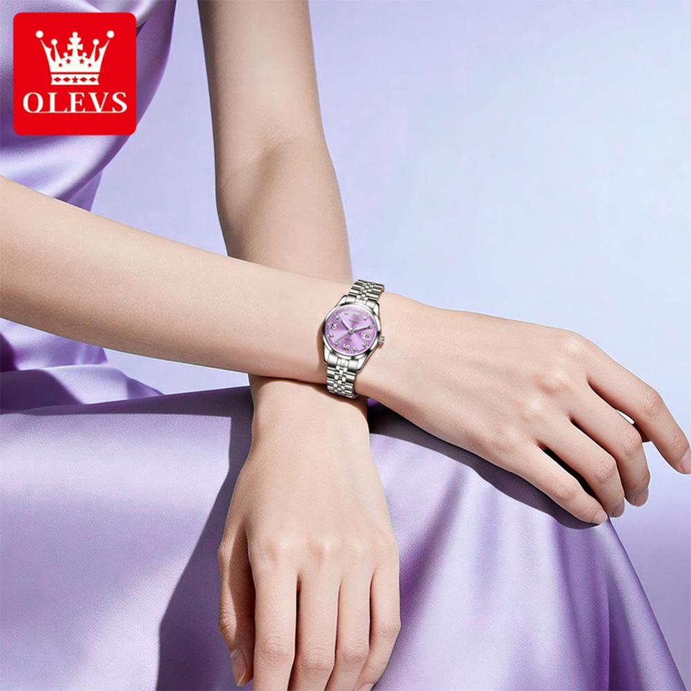 Womens Watches Elegant Fashion Pink/Purple Quartz Watch for Lady Stainless Steel Strap Waterproof