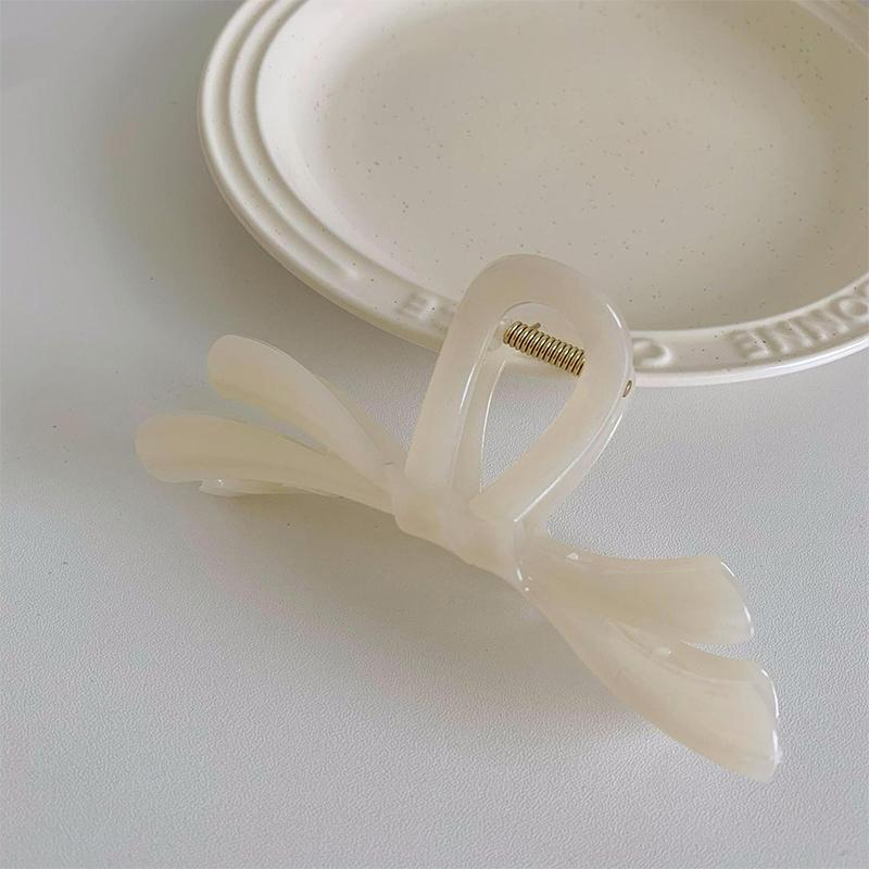 Sweet Jelly Color Large Irregular Ribbon Bow Hair Clip Claw French Style Shark Ponytail Clip Hairpin Hair Accessories Headwear