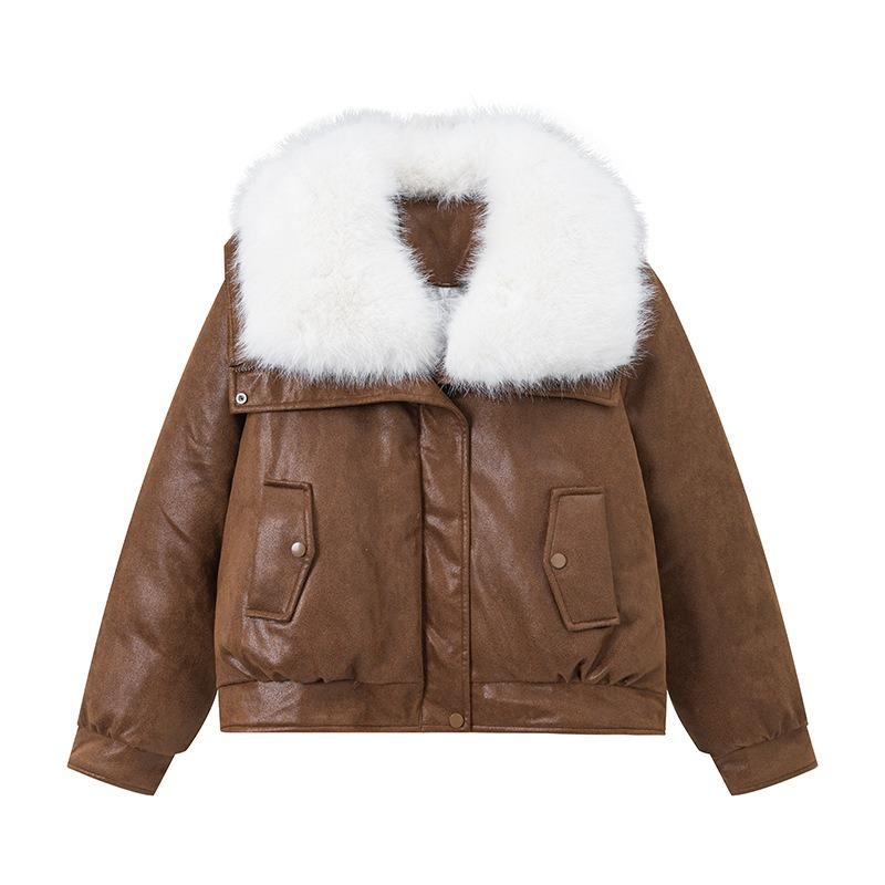New big fur collar cotton clothes women's short imitation sheepskin fashion temperament small man new winter cotton coat