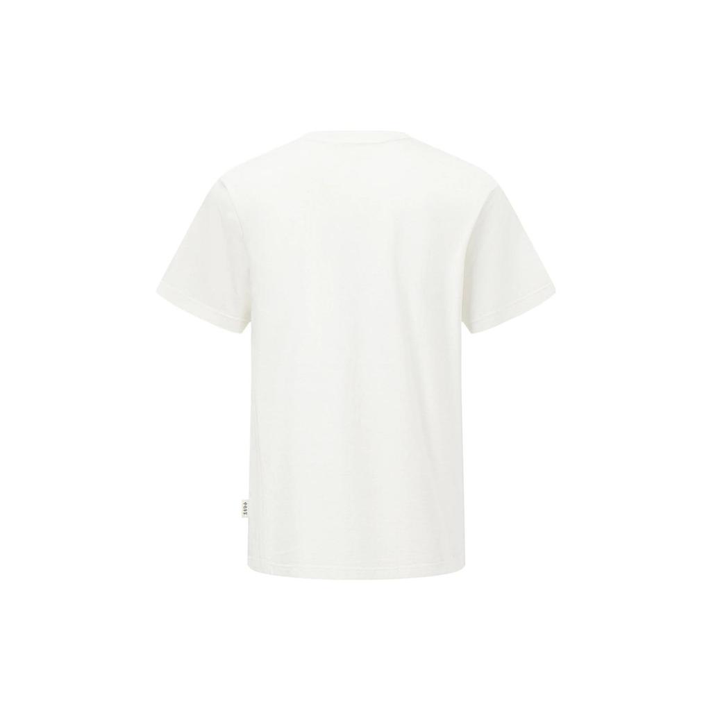 Li Ning Floral Print Loose Round Neck Short Sleeve T-Shirt Unisex Tops Off-White AHST117-1