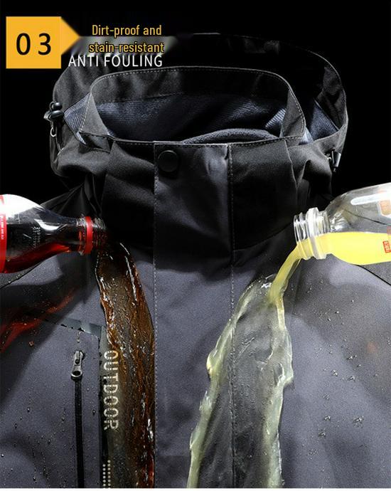 Unisex Cross-Border Hooded Windbreaker Jacket: Three-in-One Velvety Thickening for Autumn/Winter Mountaineering