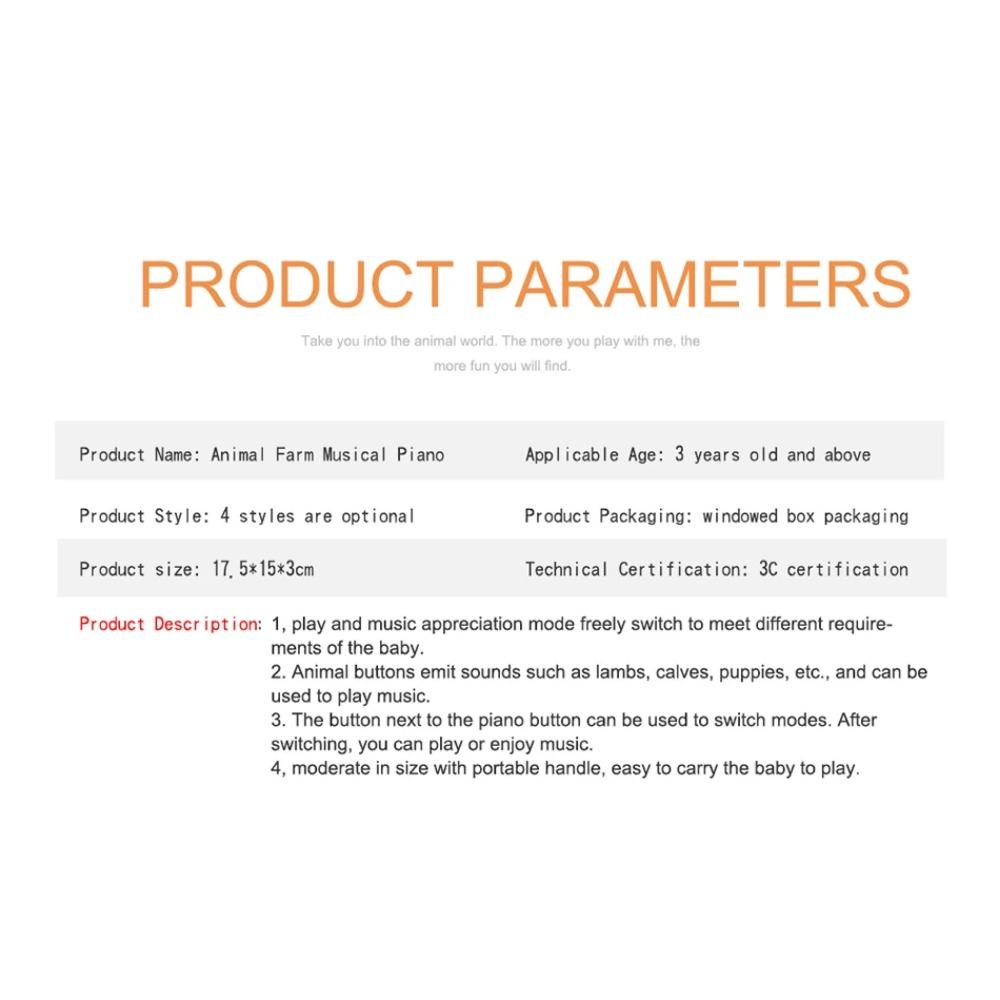 Baby Musical Toy with Animal Sound Kids Piano Keyboard Electric Flashing Music Instrument Early Educational Toys for Children