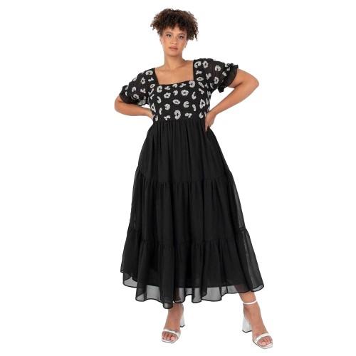 Lovedrobe Womens/Ladies Square Neck Short-Sleeved Midi Dress