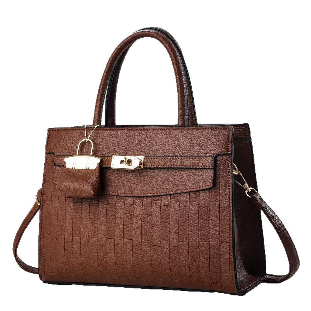 New Fashion Plaid Embossed Stitching Large Capacity Handbag Fashion Design Shoulder Bag To Send Mother Female Bag