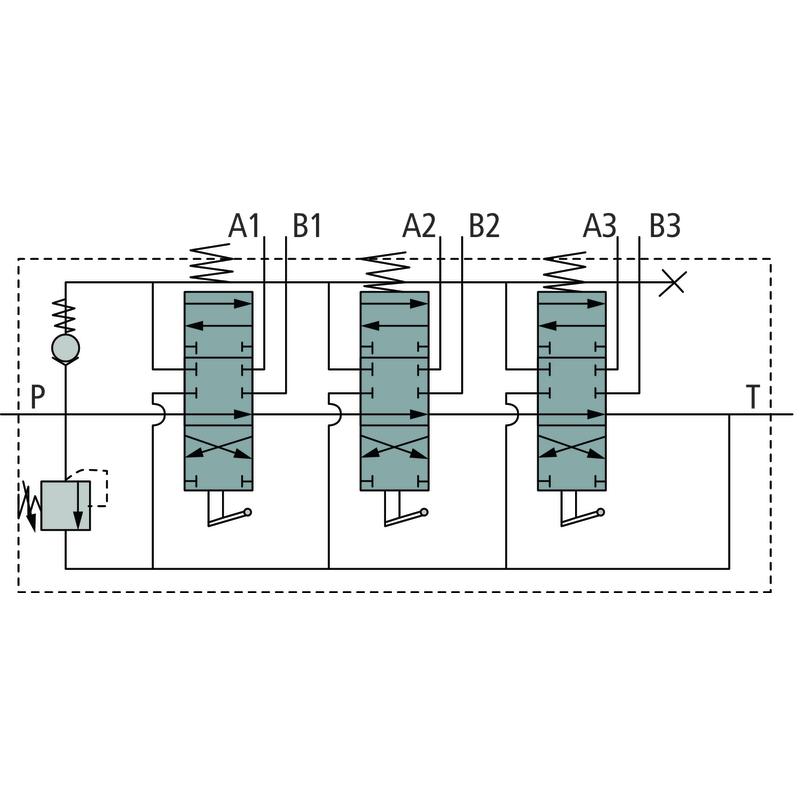 Hydraulic distributor 3-section 4/3-way 45L