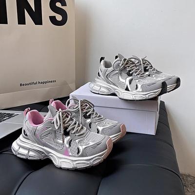 2025 Nuove Scarpe Sportive Casual alla Moda da Donna Superficie in Rete Traspirante Retro Look Usurato Scarpe Spesse Rialzate Scarpe da Papà