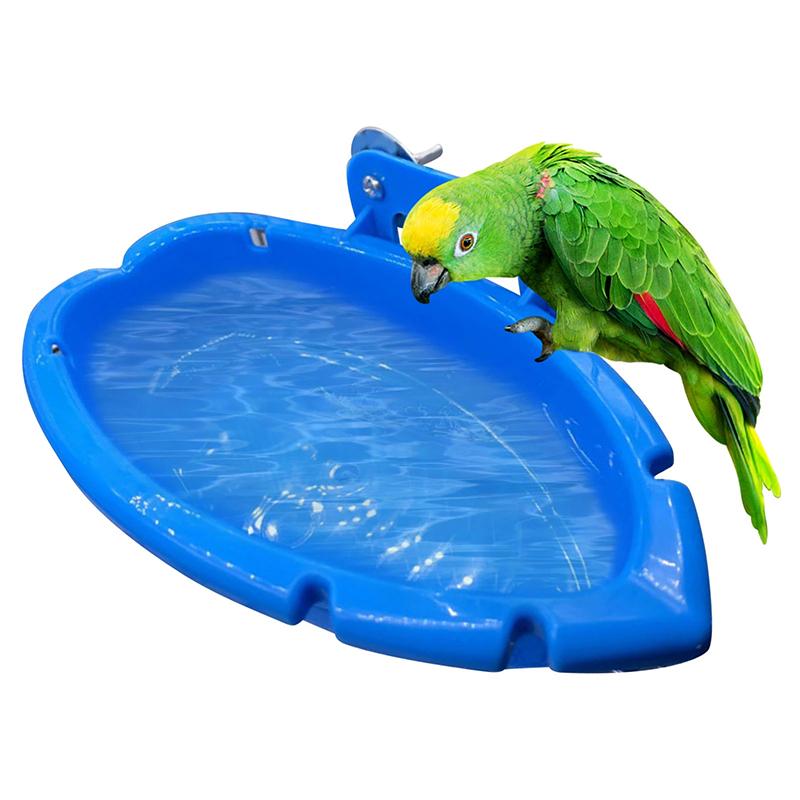 

Multifunction Parrot Food Tray Creative Blue Bathtub Animal Cage Standing Wash Shower Box Bird Toys Pet Cleaning Products синій