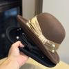 Pearl Hat Basin Hat Retro Hepburn Style Small Brim Fisherman Hat High End Elegant Lady's Woolen Hat