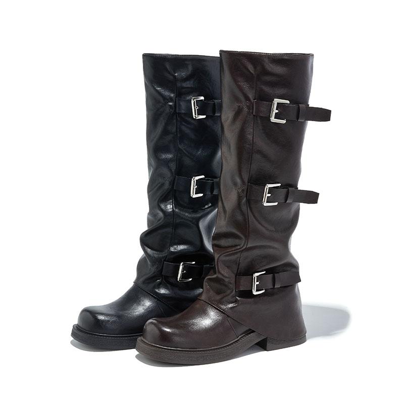 Fashion 2025 New Women's High Boots Western Cowboy Style Women Stacked Boots Large Size Warehouse female Knight Boots