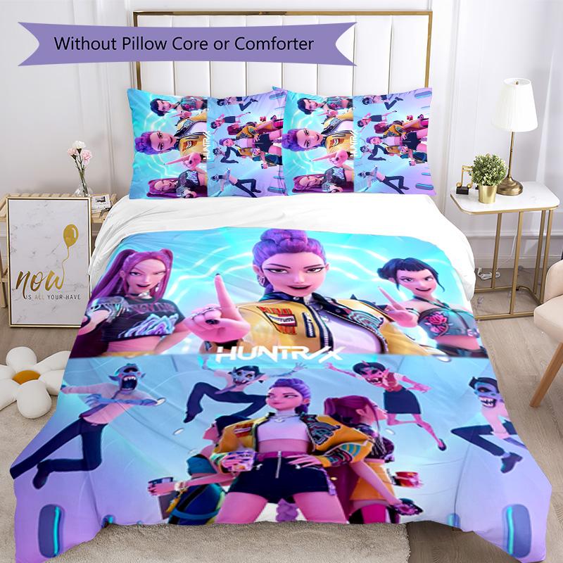 KPOP Hunter 3pcs Bedding Set Duvet Cover Closure Includes 1 Duvet Cover & 2 Pillowcases for All Seasons Bedroom Home Dorm Decor